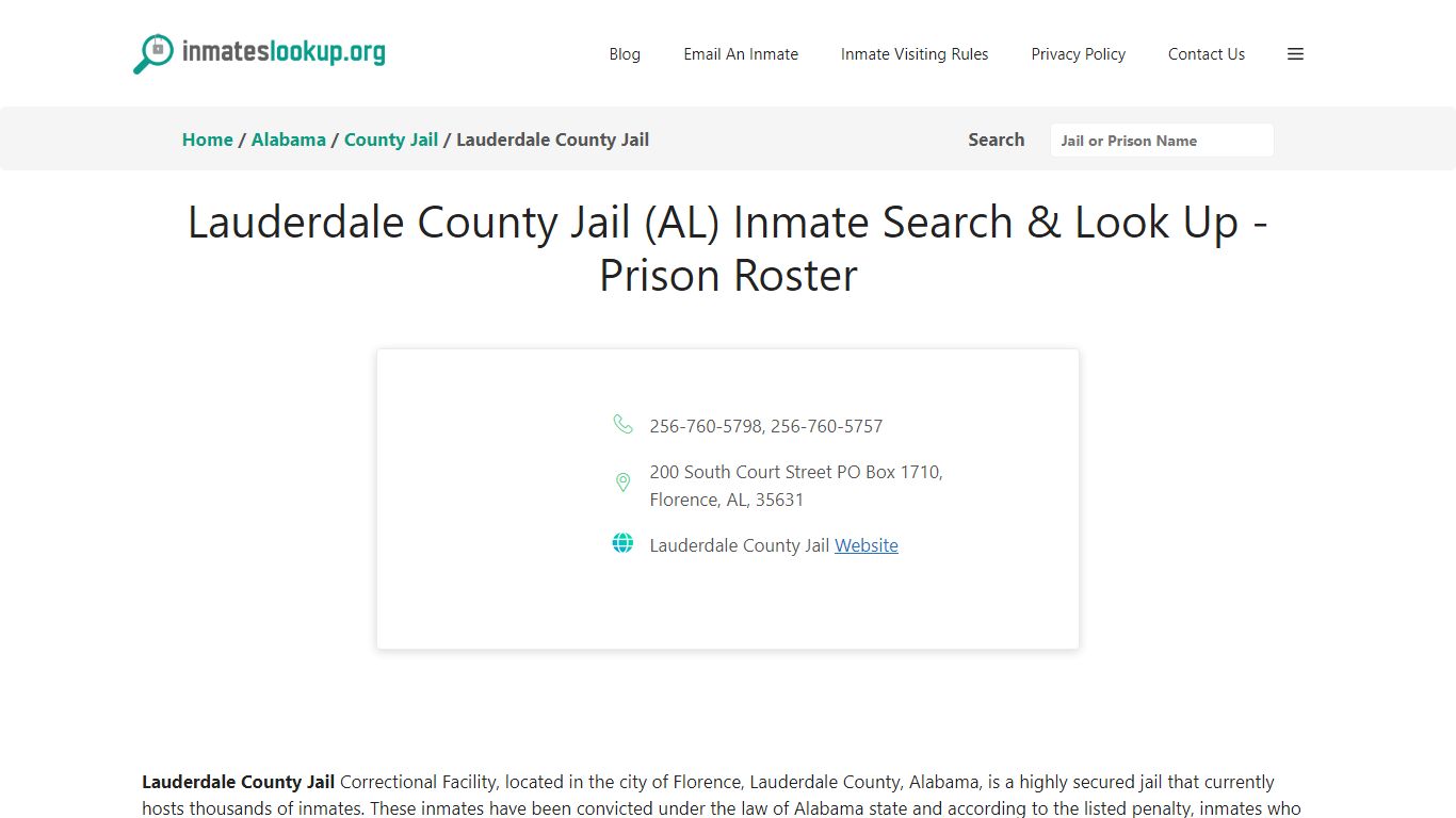 Lauderdale County Jail (AL) Inmate Search & Look Up - Prison Roster